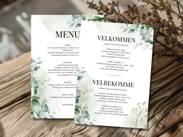 velbekomme sang + menukort