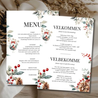 Noelle | Velbekomme sang + menukort bryllup A5
