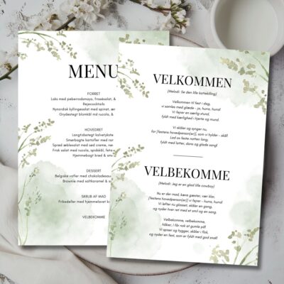 Noor | Velbekomme sang + menukort konfirmation A5