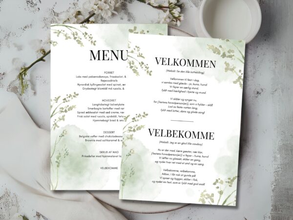 velbekomme sang + menukort