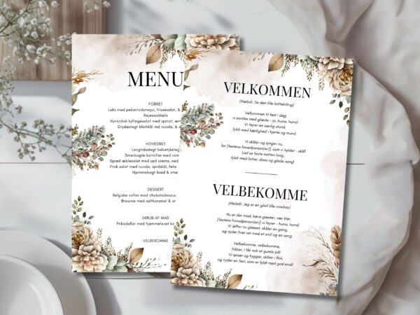 velbekomme sang + menukort