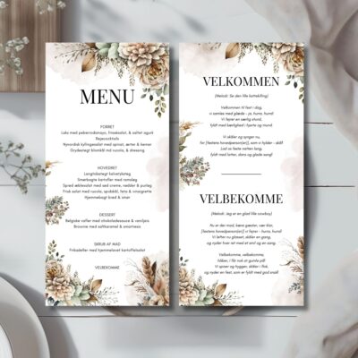 Saga | Velbekomme sang + menukort bryllup