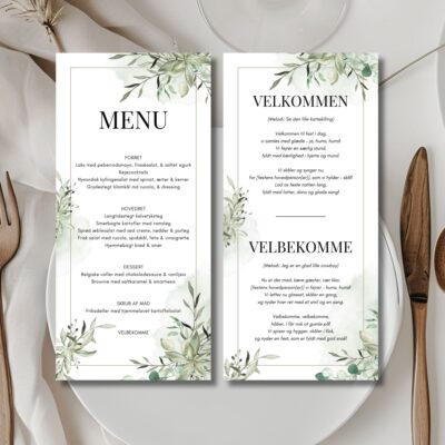 Tala | Velbekomme sang + menukort bryllup
