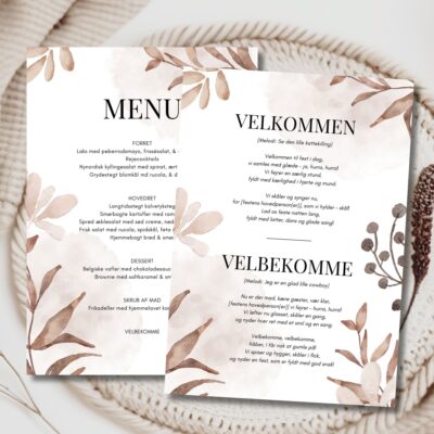 Vega | Velbekomme sang + menukort bryllup A5