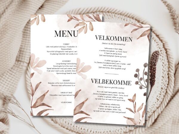 velbekomme sang + menukort