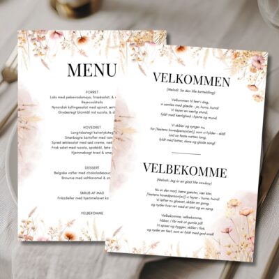 Vilde | Velbekomme sang + menukort konfirmation A5