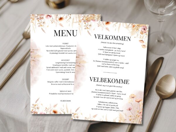 velbekomme sang + menukort