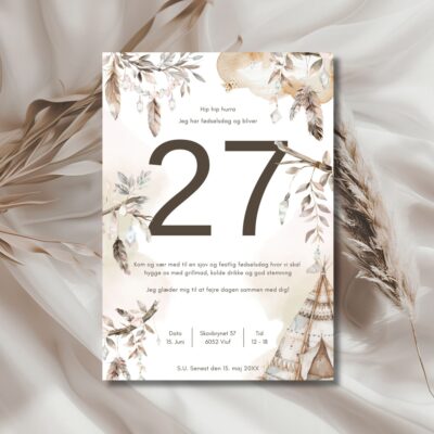 Boho | Invitation fødselsdag m. tal