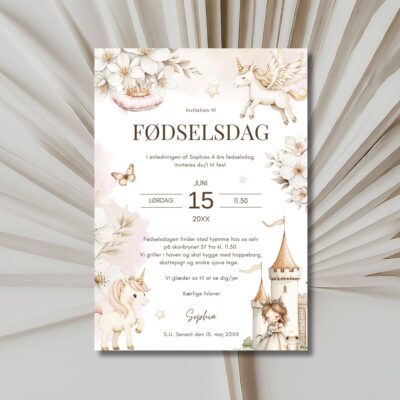Enhjørning | Invitation børnefødselsdag