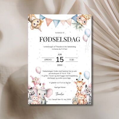 Fødselsdag dyr | Invitation børnefødselsdag