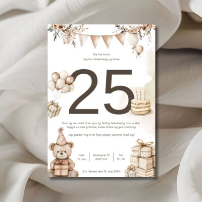 Boho fødselsdag | Invitation fødselsdag m. tal