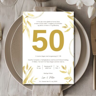 Guldbryllup floral | Invitation guldbryllup