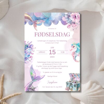 Havfrue | Invitation børnefødselsdag