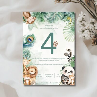 Jungle | Invitation børnefødselsdag m. tal