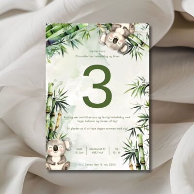 Koala | Invitation børnefødselsdag m. tal