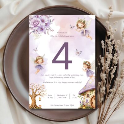 Lilla feer | Invitation børnefødselsdag m. tal
