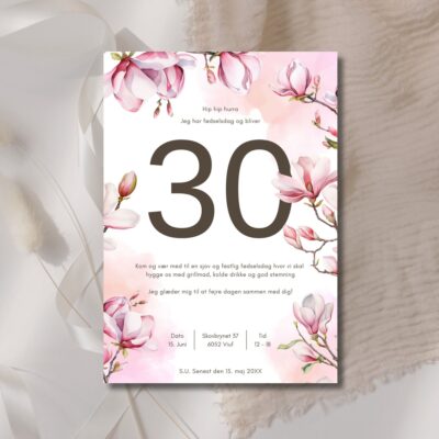 Magnolia | Invitation fødselsdag m. tal