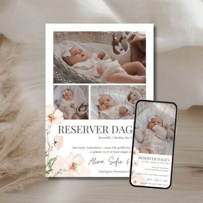 Alina | Save the date kort barnedåb kombi