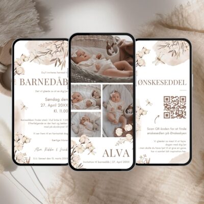 Alva | Digital invitation barnedåb premium