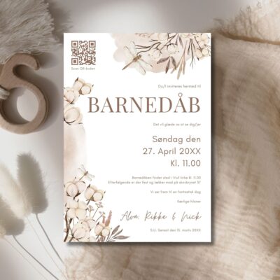 Alva | Invitation barnedåb med QR kode