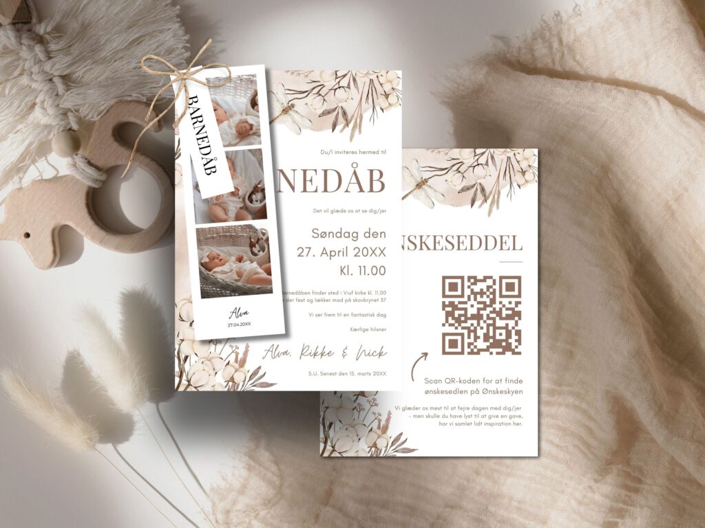Invitation til barnedåb | Rediger nemt i programmet Canva