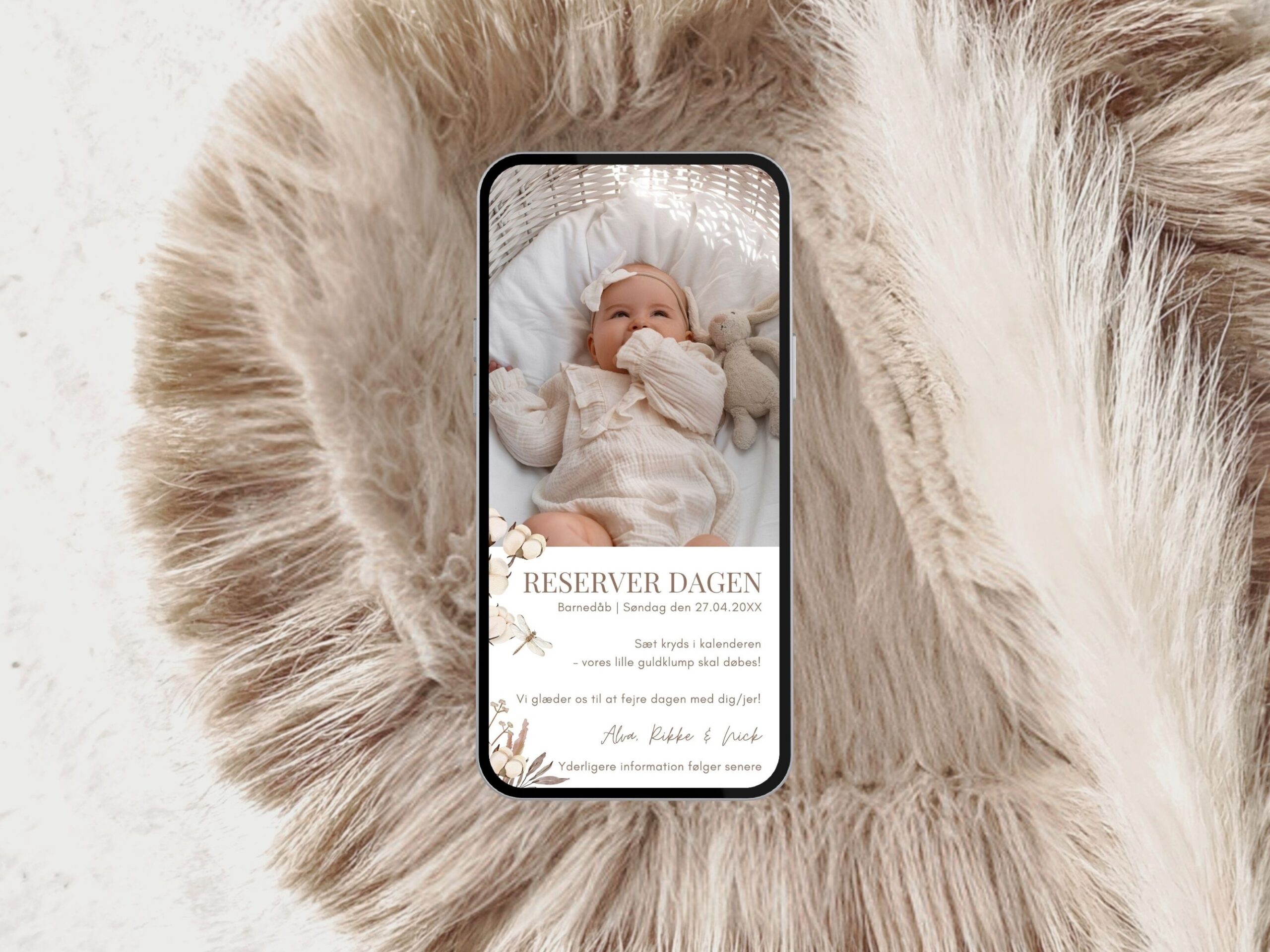 digital save the date barnedåb