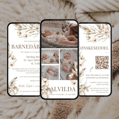 Alvilda | Digital invitation barnedåb premium