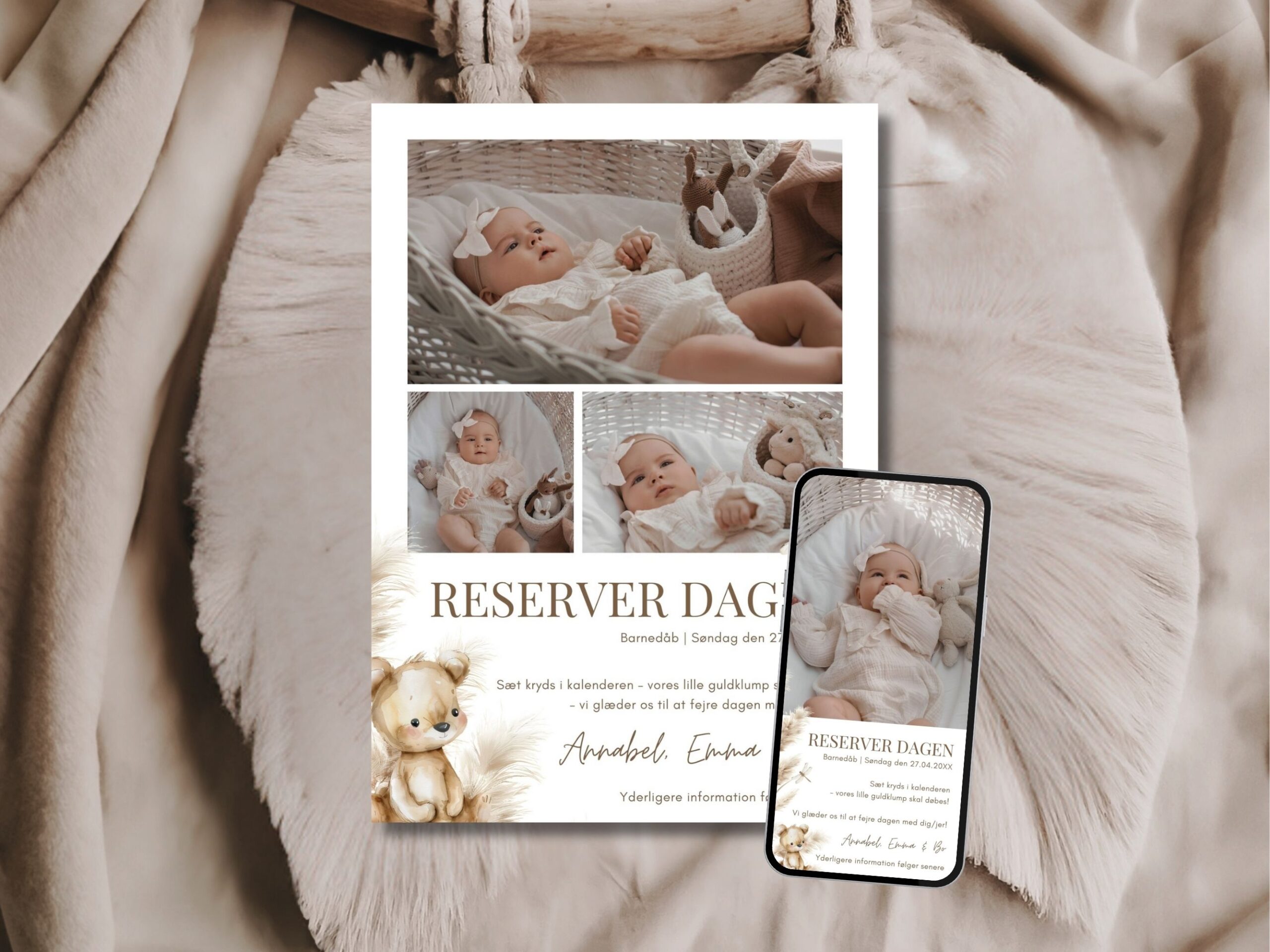 save the date kort barnedåb