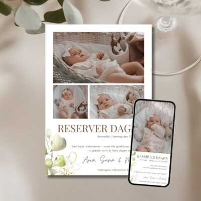 Aria | Save the date kort barnedåb kombi