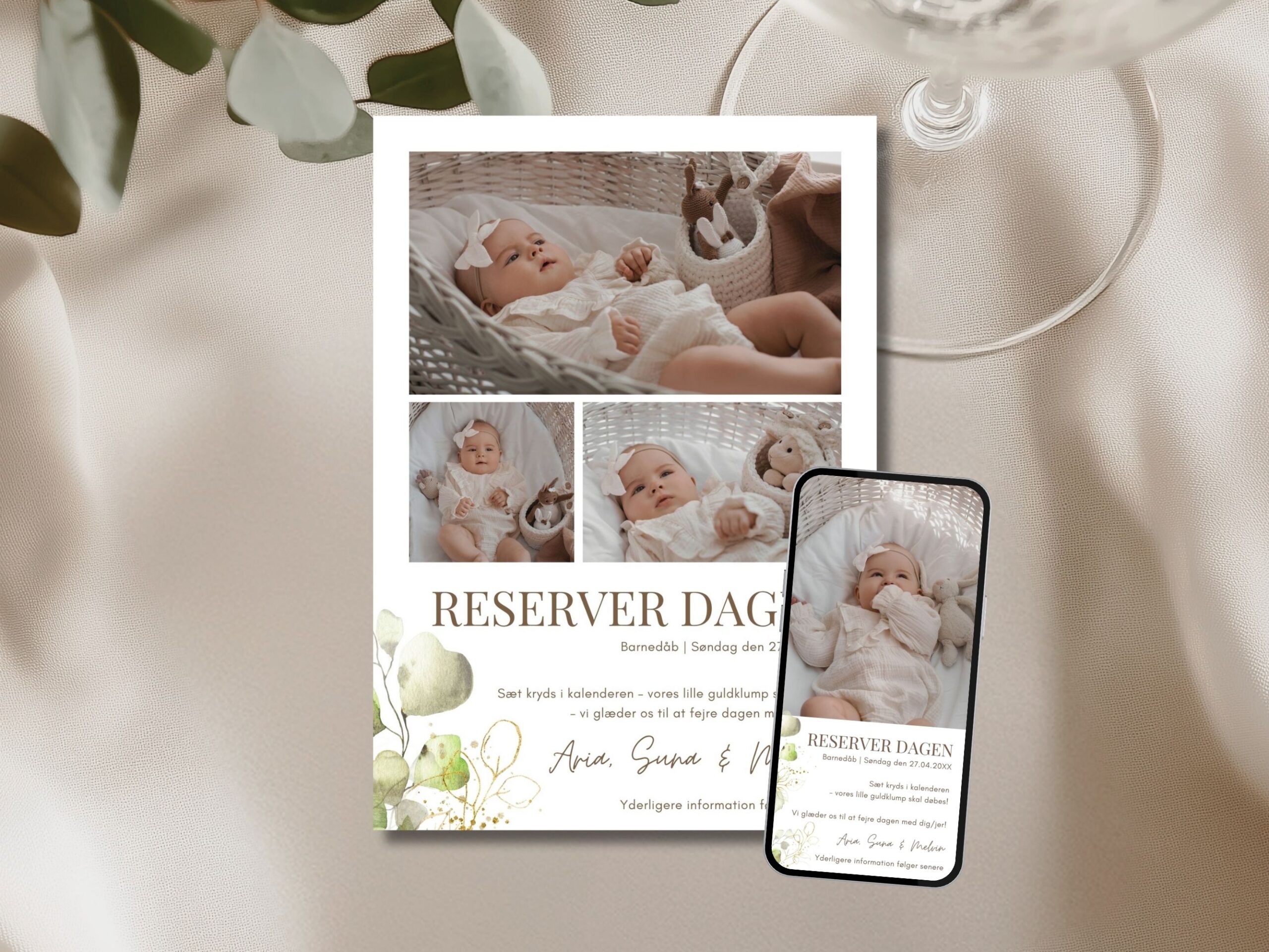 save the date kort barnedåb