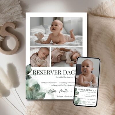 Atlas | Save the date kort barnedåb kombi