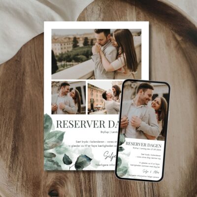 Atlas | Save the date kort bryllup kombi