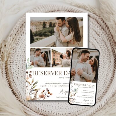 Augusta | Save the date kort bryllup kombi