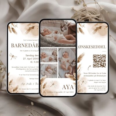 Aya | Digital invitation barnedåb premium