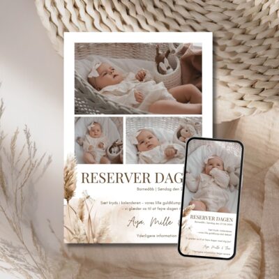 Aya | Save the date kort barnedåb kombi