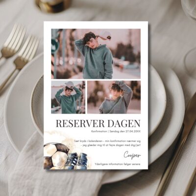 Fodbold | Save the date kort konfirmation