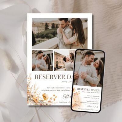 Esther | Save the date kort bryllup kombi