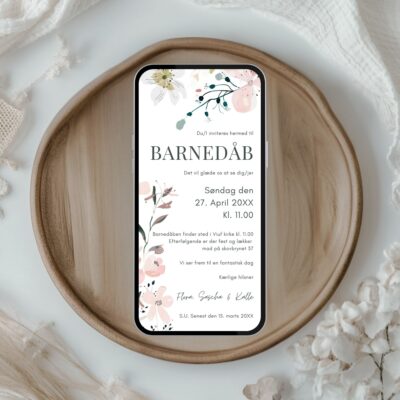 Flora | Digital invitation barnedåb basis