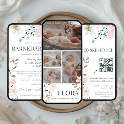 Flora | Digital invitation barnedåb premium