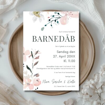 Flora | Invitation barnedåb basis