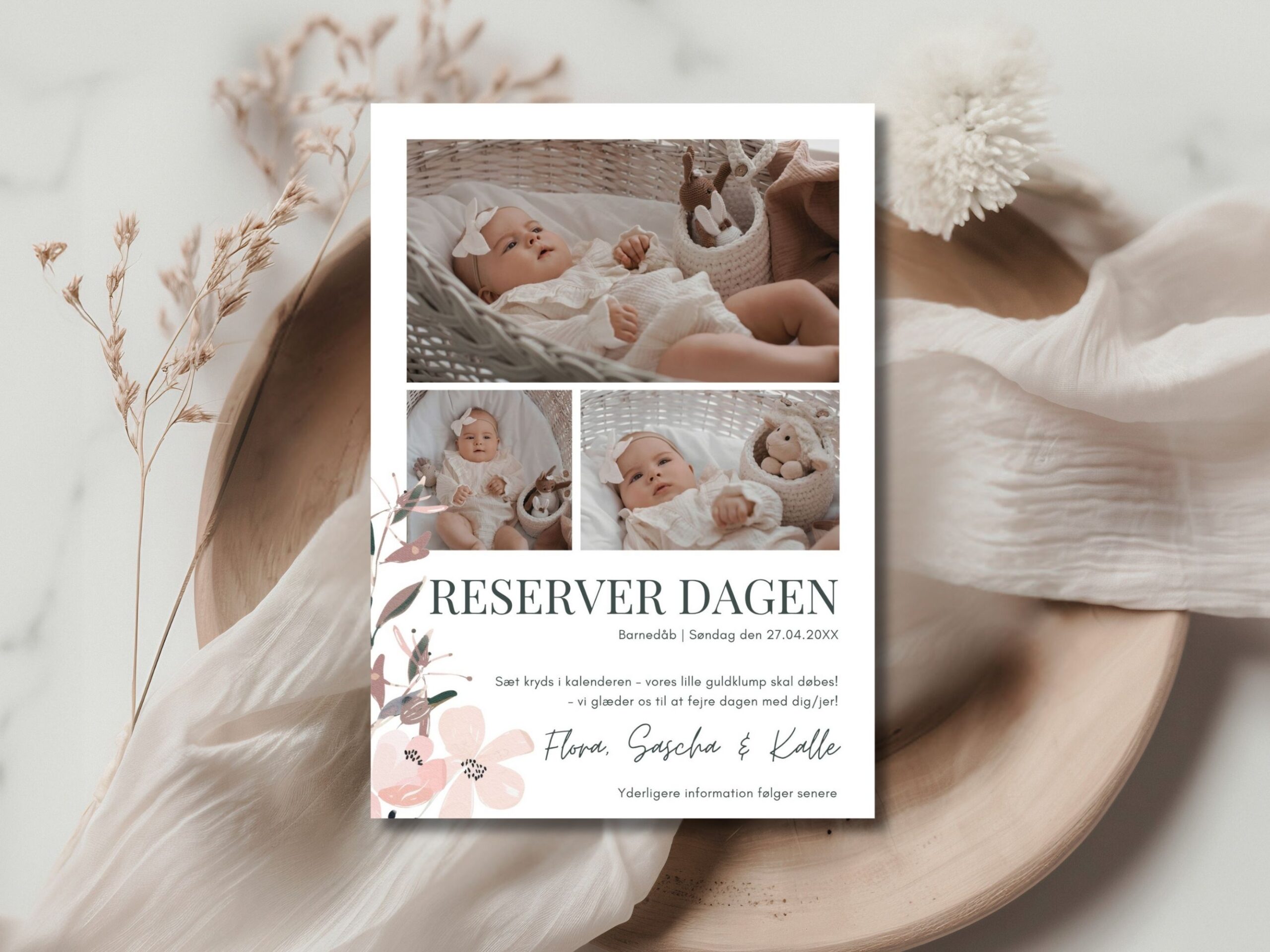 save the date kort barnedåb