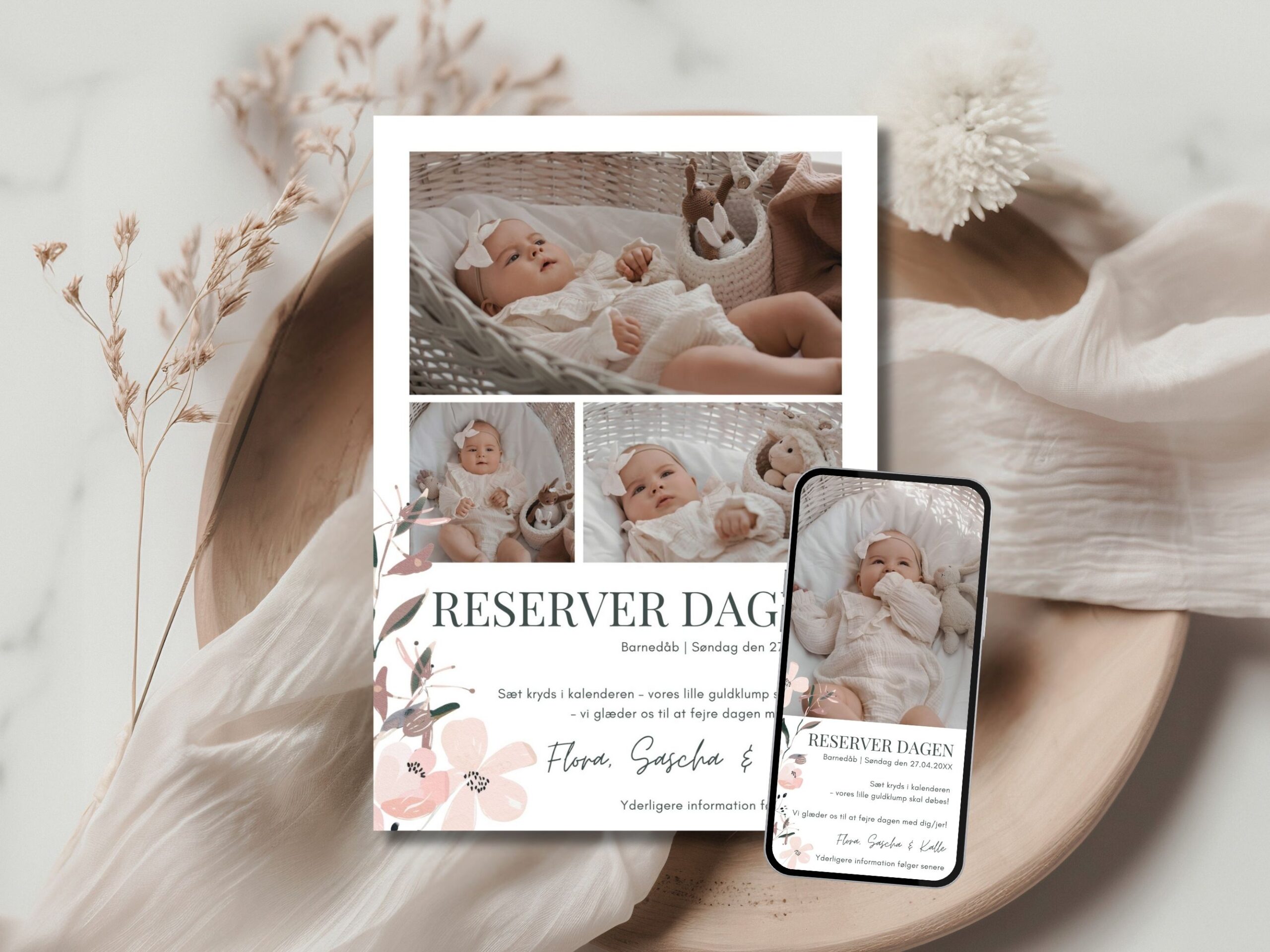 save the date kort barnedåb