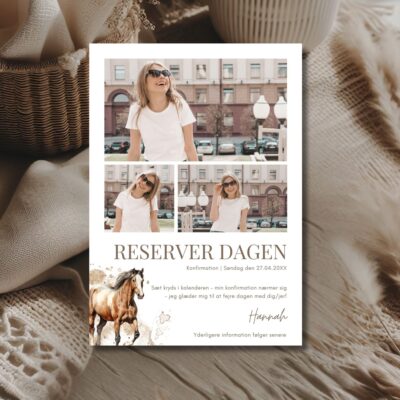 Hest | Save the date kort konfirmation