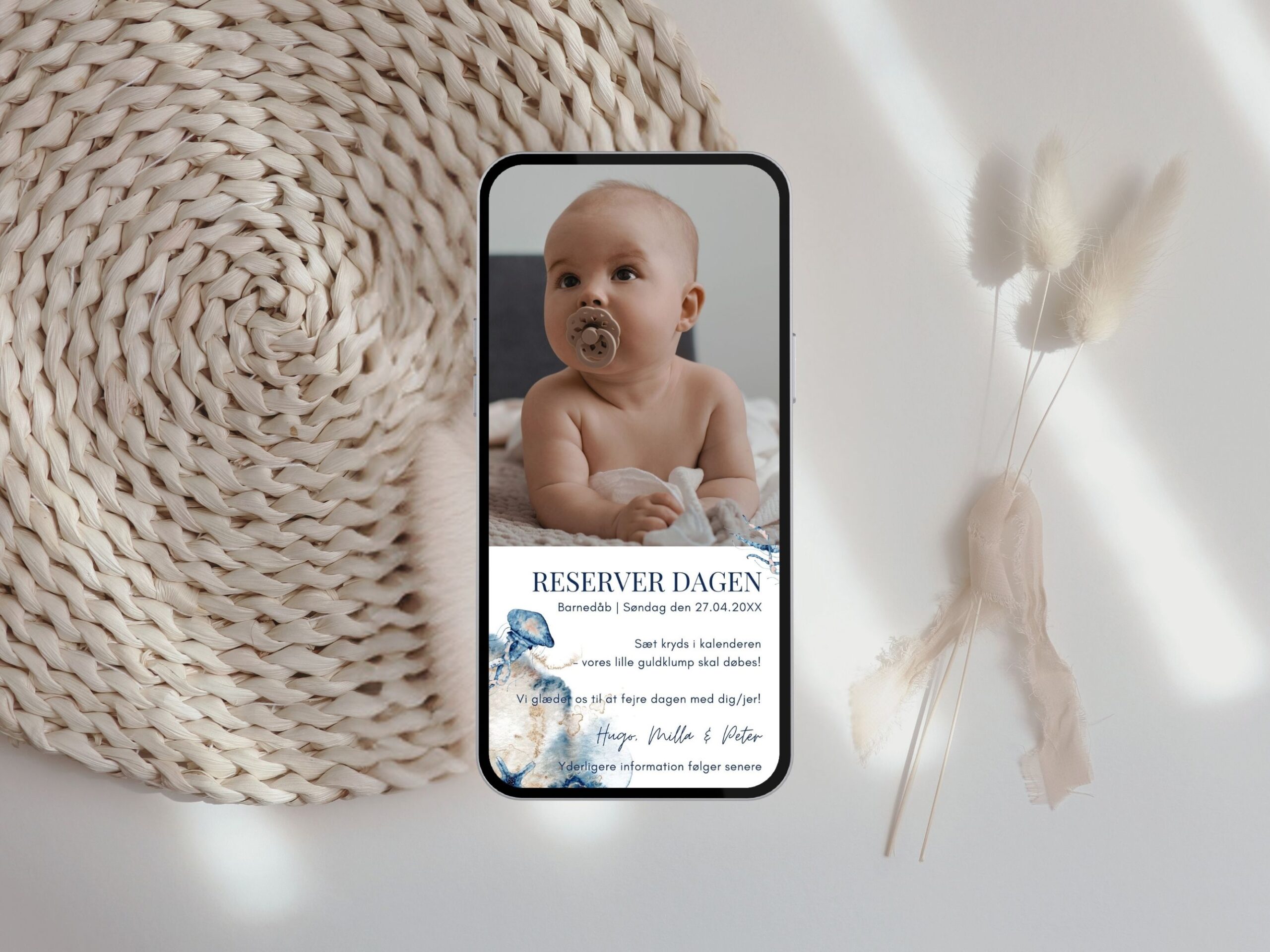 digital save the date barnedåb
