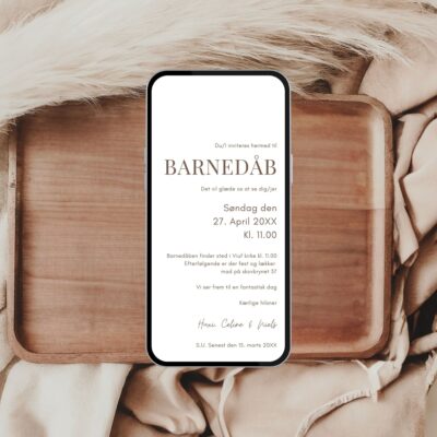 Hvid | Digital invitation barnedåb basis