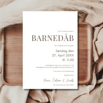 Hvid | Invitation barnedåb basis