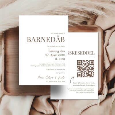 Hvid | Invitation barnedåb lux