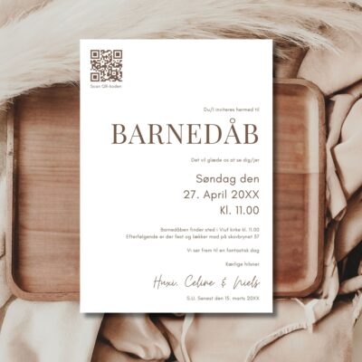 Hvid | Invitation barnedåb luxi
