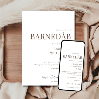 Hvid | Invitation barnedåb kombi