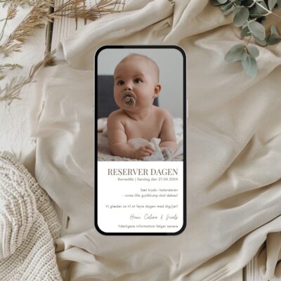 Hvid | Save the date kort digital